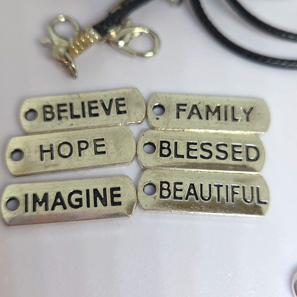 Inspirational Silver Tone Charms Includes 2 18" Neck Cords